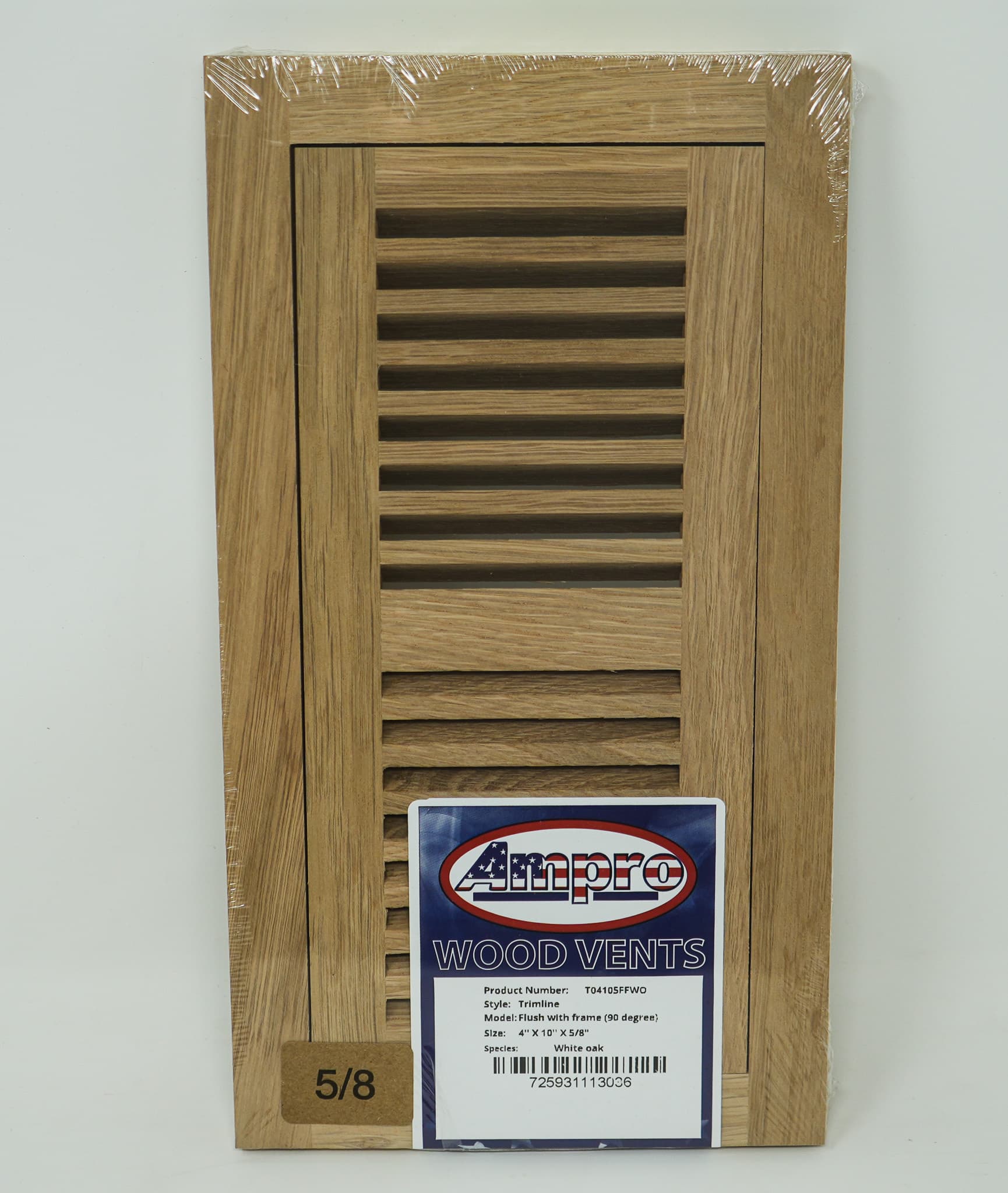 Trimline Vent - 4" x 10" White Oak Flush - 5/8" Thick - Image 1