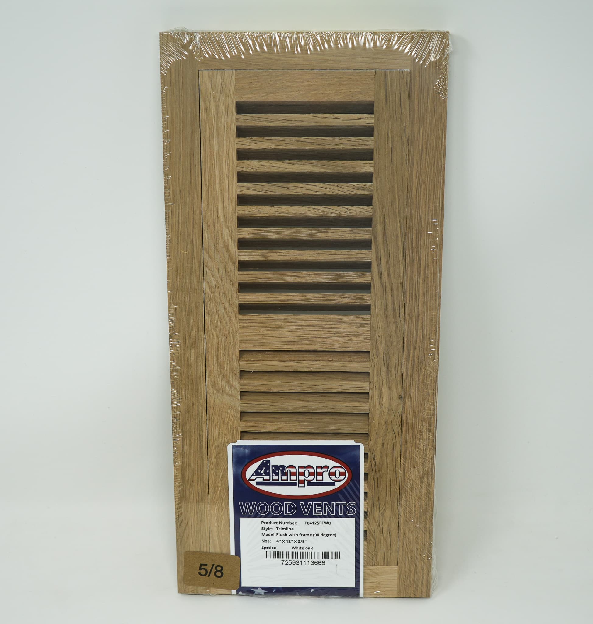 Trimline Vent - 4" x 12" White Oak Flush - 5/8" Thick - Image 1
