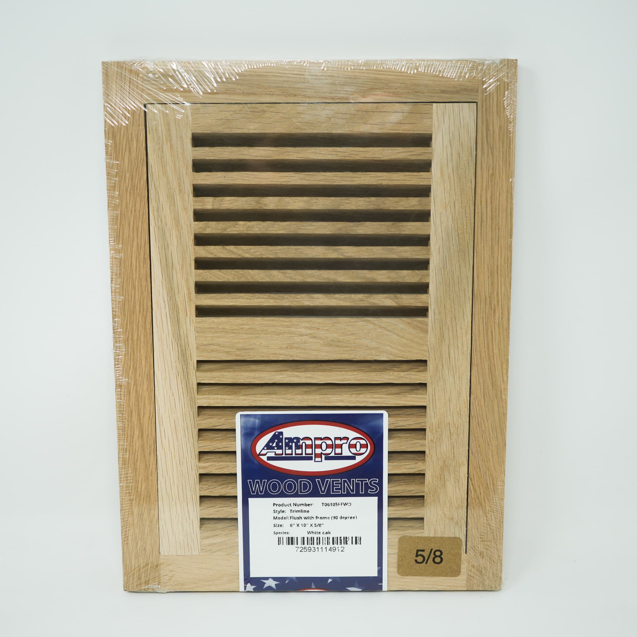 Trimeline Vent - 6" x 10" White Oak Flush - 5/8" Thick - Image 1