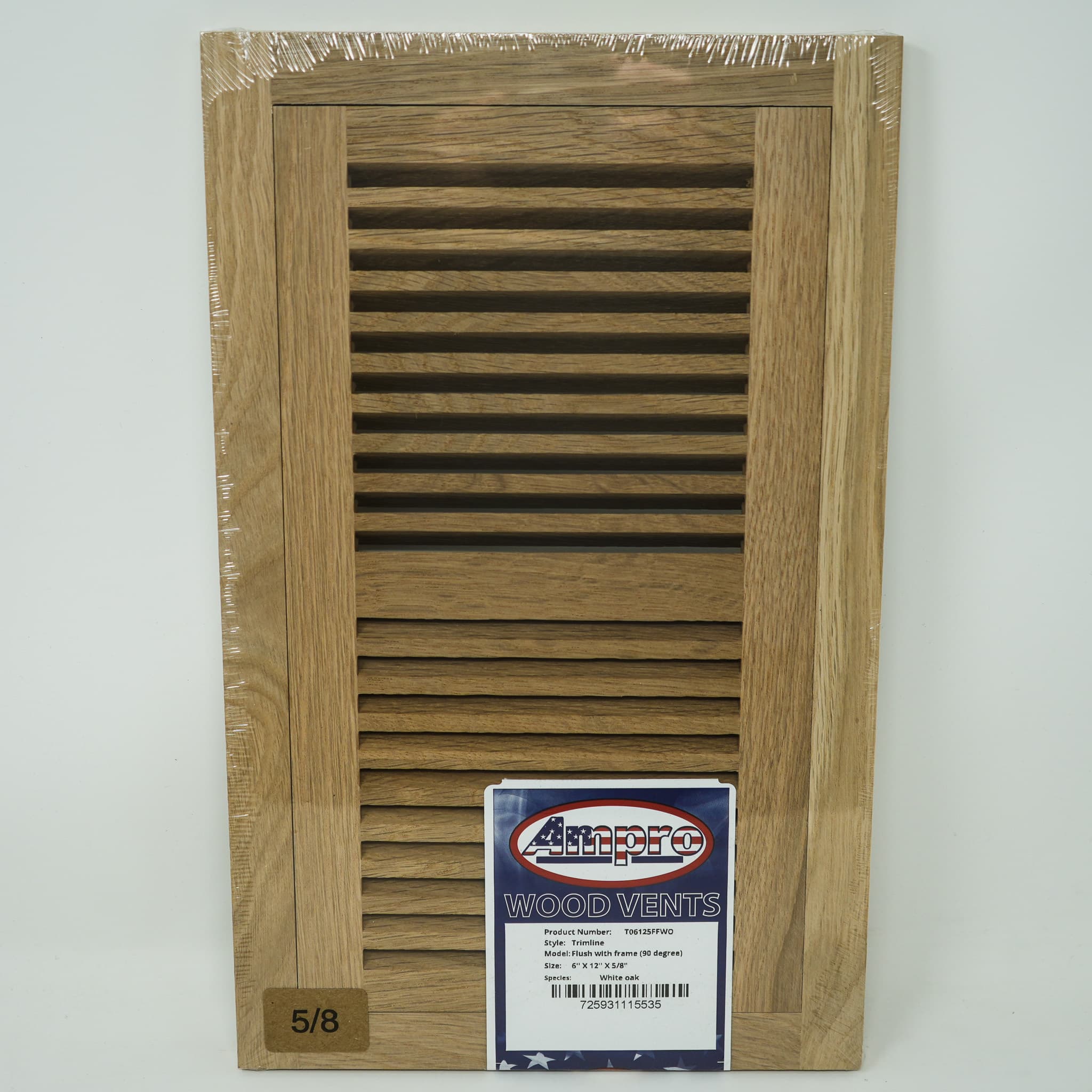 Trimline Vent - 6" x 12" White Oak Flush - 5/8" Thick - Image 1