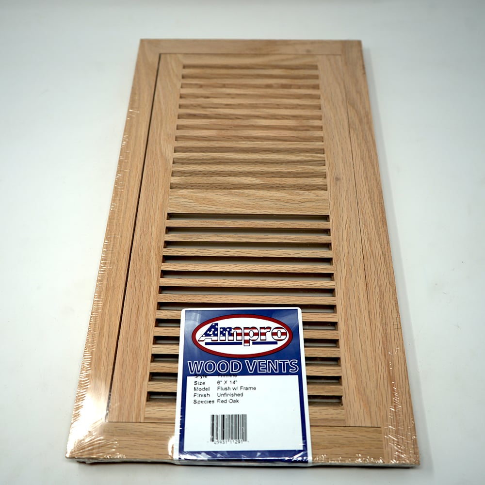 Trimline Vent - 6" x 14" Red Oak Flush