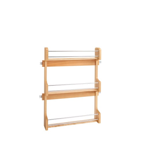 Rev-A-Shelf - Three Shelf Spice Rack for 21in Wall Cabinet - Door Mount - Natural Maple