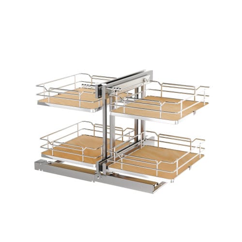 Rev-A-Shelf - Maple Two-Tier Elite Optimizer for 18in Blind Corner Cabinet Openings - Soft Close Ball Bearing Slides - Steel - 53PSPE-18SC-MP