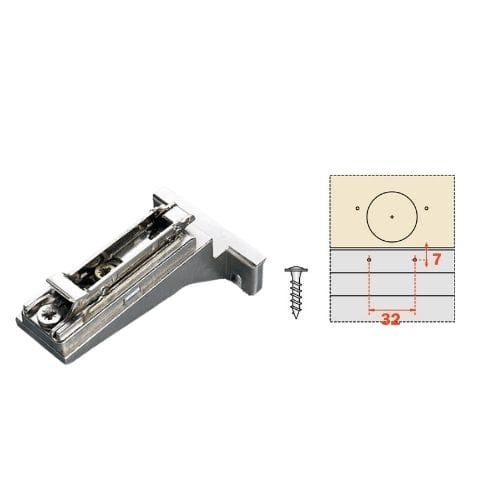 BAL3R59 - Baseplate -  5mm - Die Cast - Face Frame - Clip-On - Inset Baseplate - Nickel Finish - Salice