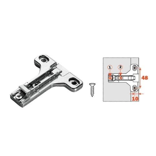 BAU3R19 - Baseplate -  1mm - Die Cast - Wood Screw - Clip On - Nickel Finish - Salice