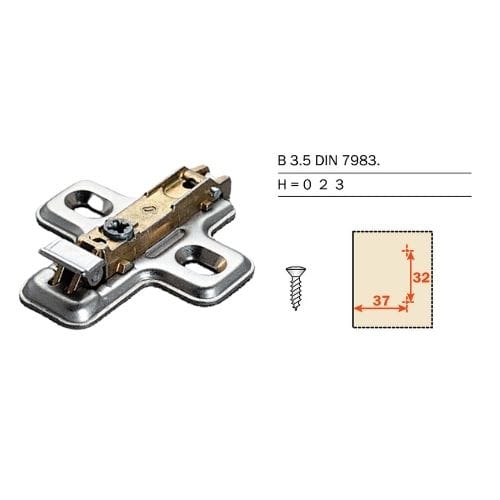 BAV3L09F - Baseplate -  0mm - Steel - Wood Screw - Clip On - Nickel Finish - Salice