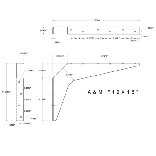 12 inch x 18 inch - Work Station Bracket - Black - A and M Hardware