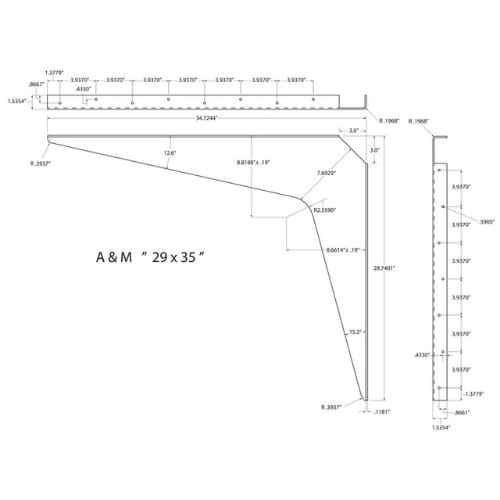 29 inch x 35 inch - Work Station Bracket - Primer - A and M Hardware