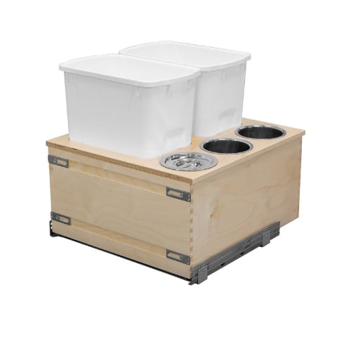 CASBM200-34PF-GR - Double Waste Unit - Bottom Mount - Three 2 qt canisters on right side - 21 inch Minimum Cabinet Opening Width - Cascade Series
