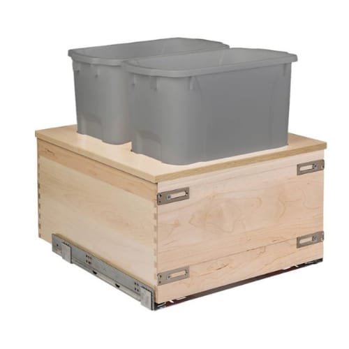 EDGBM170-34PF-GR - Double Waste Unit - 34qt Gray Bins - Bottom Mount - 18 inch Minimum Cabinet Opening Width - Edge Series