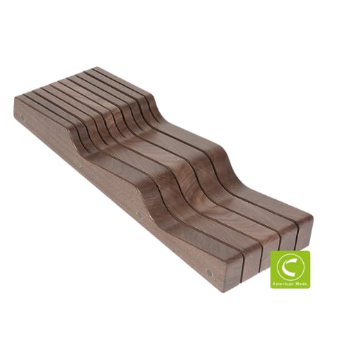 RIVWKB55PF - Riviera - Wave Knife Block - 5 7/8 inch x 16 7/8 inch x 2 1/8 inch - Walnut - Century Components