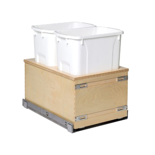 SIGBM145-34PF - Double Waste Unit - 34qt White Bins - Bottom Mount - 15 inch Minimum Cabinet Opening Width - Prefinished Maple - Signature Series