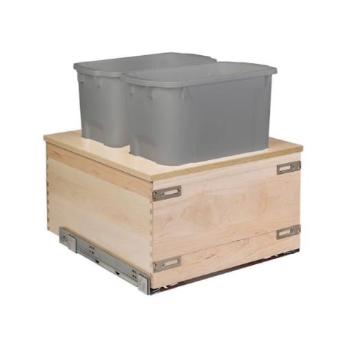 SIGBM175-34PF-GR - Double Waste Unit - 34qt Gray Bins - Bottom Mount - 18 inch Minimum Cabinet Opening Width - Prefinished Maple - Signature Series