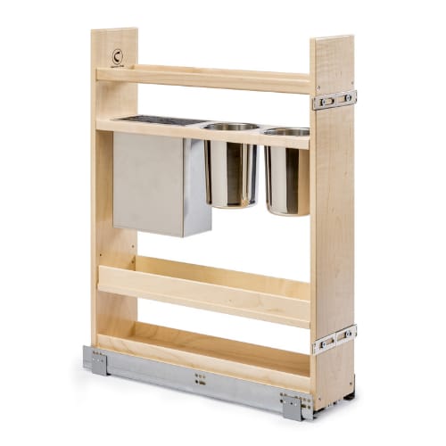 SIGKBI55PF - Canister Organizer -Two Canisters and Knife Block Insert - 6 inch Minimum Cabinet Opening Width - Prefinished Maple - Signature Series