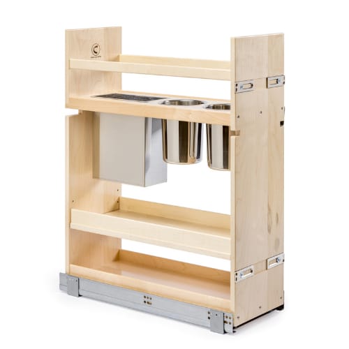SIGKBI85PF - Canister Organizer -Two Canisters and Knife Block Insert -9 inch Minimum Cabinet Opening Width - Prefinished Maple - Signature Series