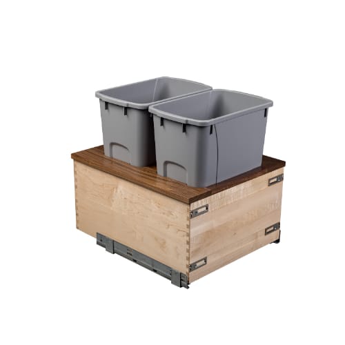 WCCBM175-34PF-GR - Double Waste Unit - 34qt Gray Bins - Bottom Mount - 18 inch Minimum Cabinet Opening Width - Walnut Creek Series