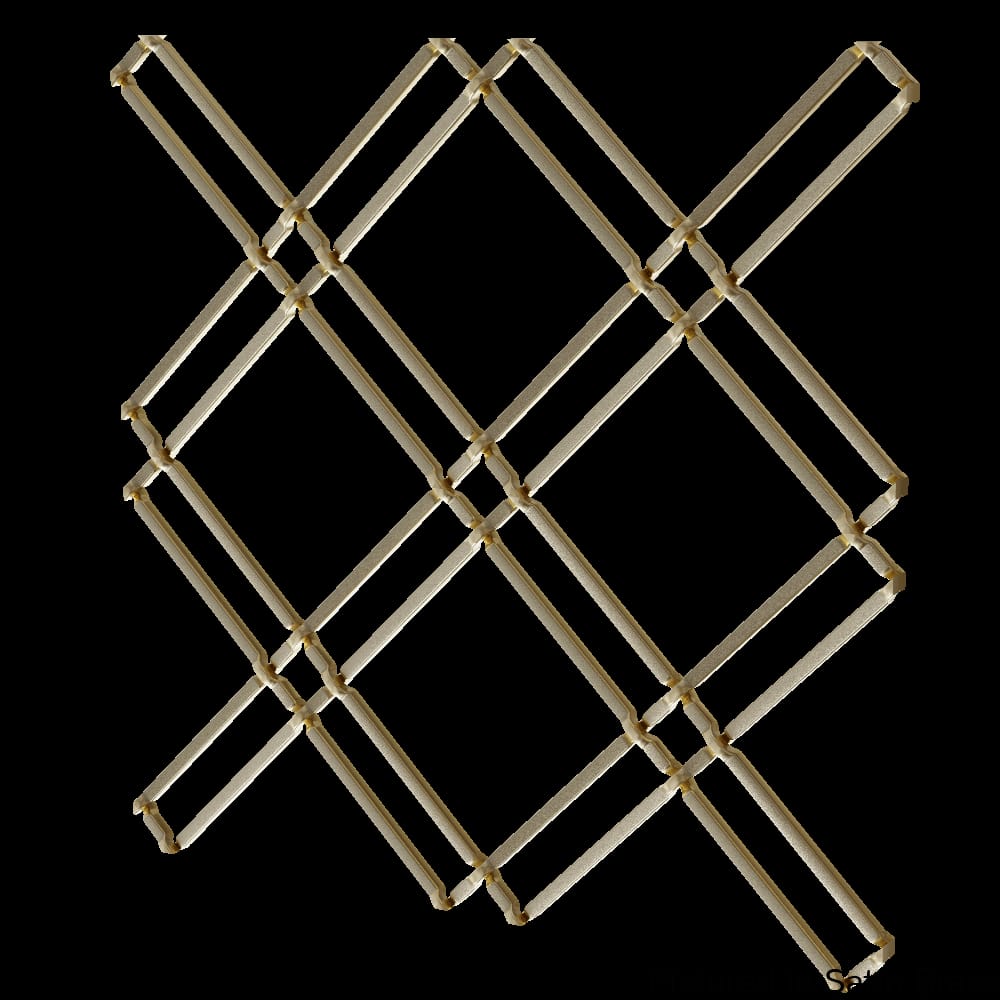 01364811614PSB1 - Designs of Distinction - 1 inch Flat Double Diamond Decorative Grille - Satin Brass - 36 inch wide x 48 inch long Sheet