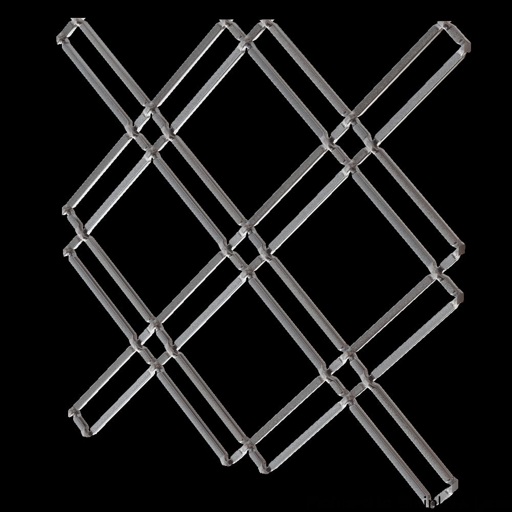 01364811614PSS1 - Designs of Distinction - 1 inch Flat Double Diamond Decorative Grille - Stainless Look - 36 inch wide x 48 inch long Sheet