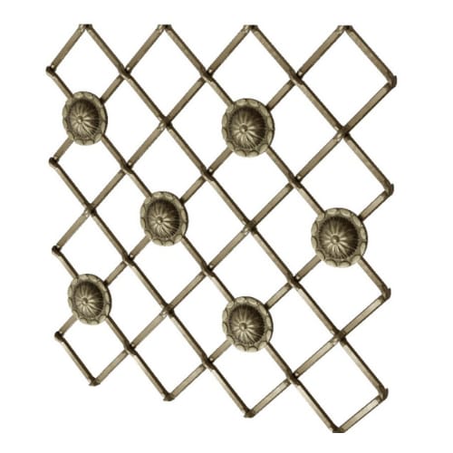 013648R332PAB1 - Designs of Distinction - .75 inch Multi-Crimp Single Diamond Decorative Grille w/Welded Rosettes - Antique Brass - 36 inch wide x 48 inch long Sheet