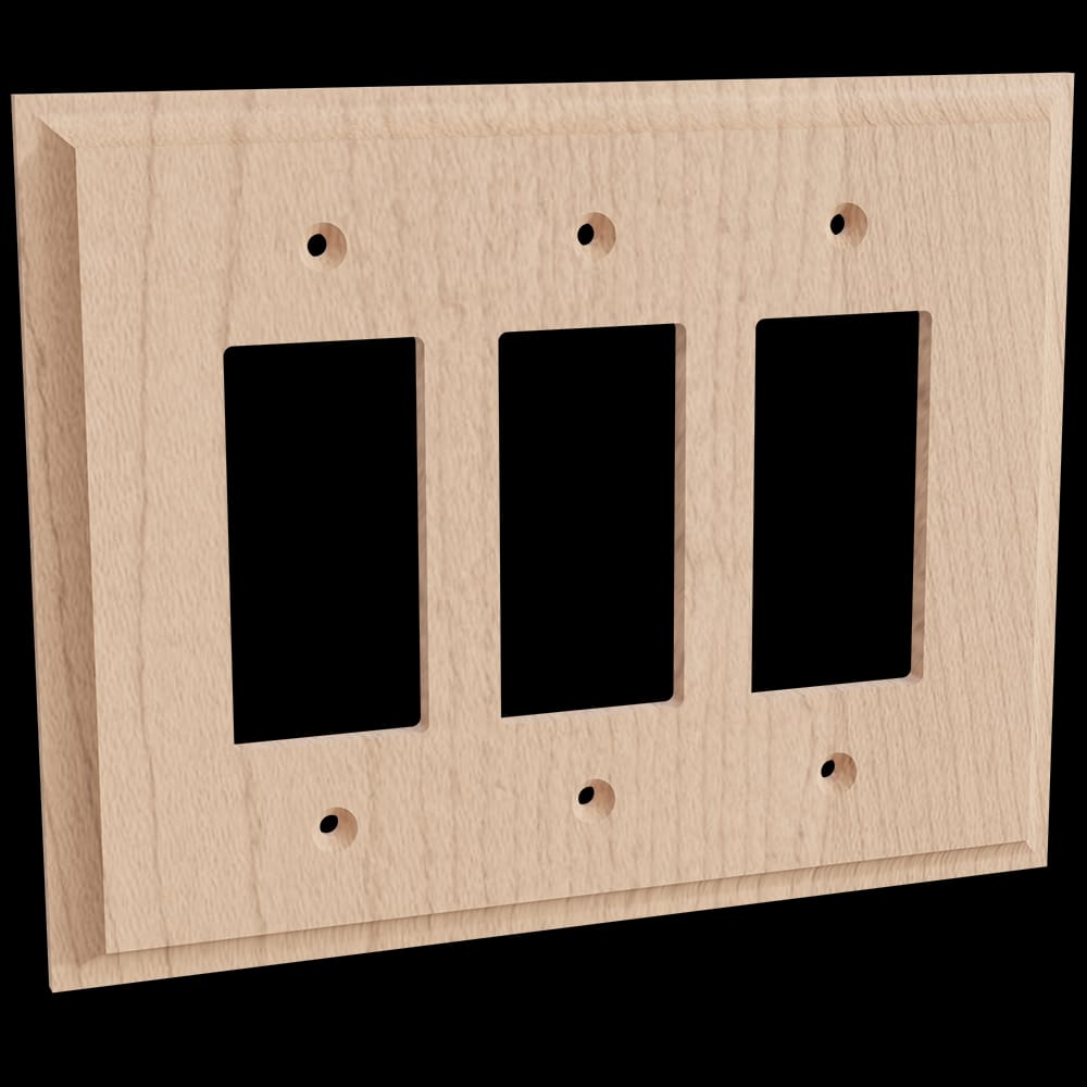 01453003QS1 - Designs of Distinction - Triple Levington Switch Plate - Quarter Sawn Red Oak