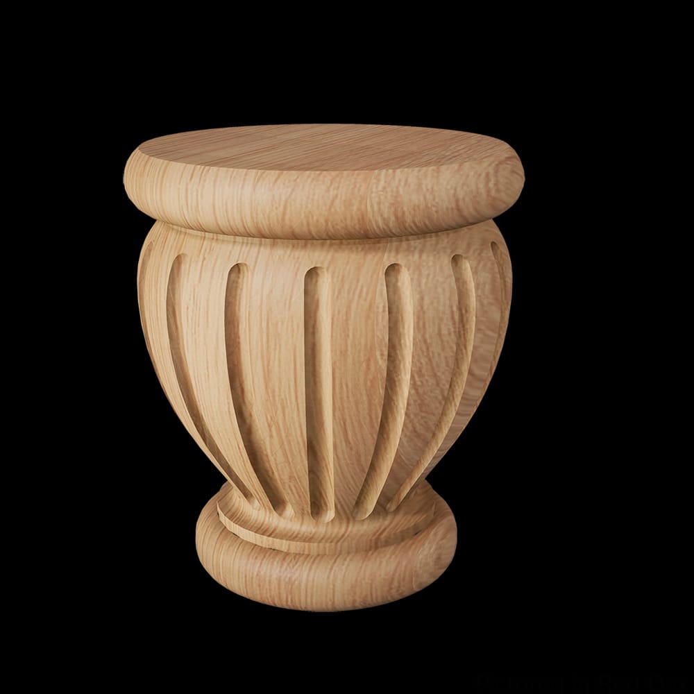 01704040AK1 - Designs of Distinction - Fluted Lille Bun Foot - Red Oak