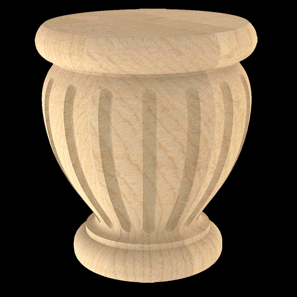 01704040HM1 - Designs of Distinction - Fluted Lille Bun Foot - Hard Maple