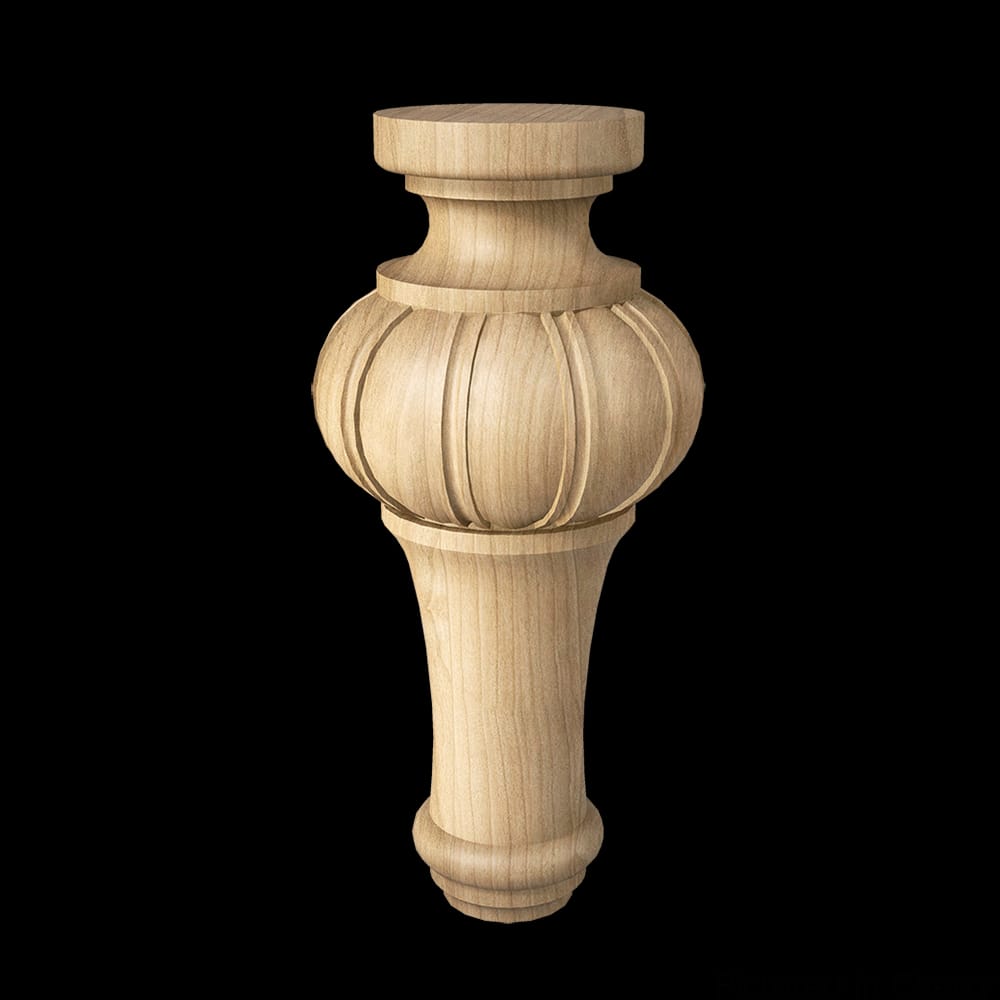 01707440CH1 - Designs of Distinction - 8 inch Fluted Carved Bella Bun Foot - Cherry