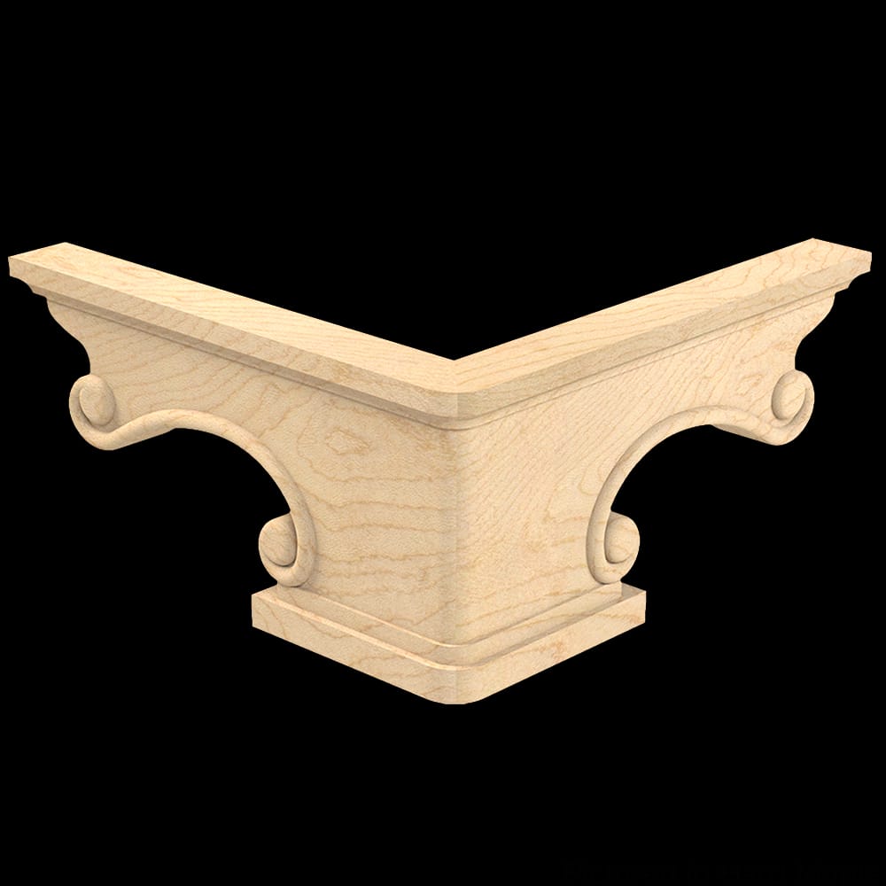 01708010HM1 - Designs of Distinction - Carved Pedestal Corner Bun Foot - Hard Maple