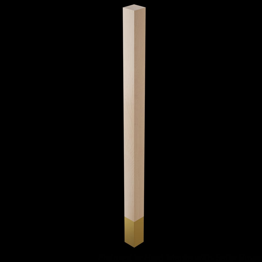 01724500HMSB1 - Designs of Distinction - 2 inch x 35.25 inch Square Leg with 4.5 inch Satin Brass Sleeve - Hard Maple