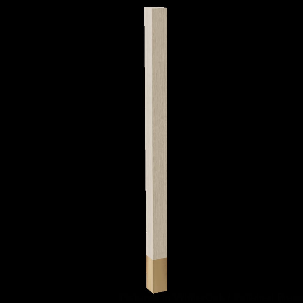 01724500WKPB1 - Designs of Distinction - 2 inch x 35.25 inch Square Leg with 4.5 inch Polished Brass Sleeve - White Oak