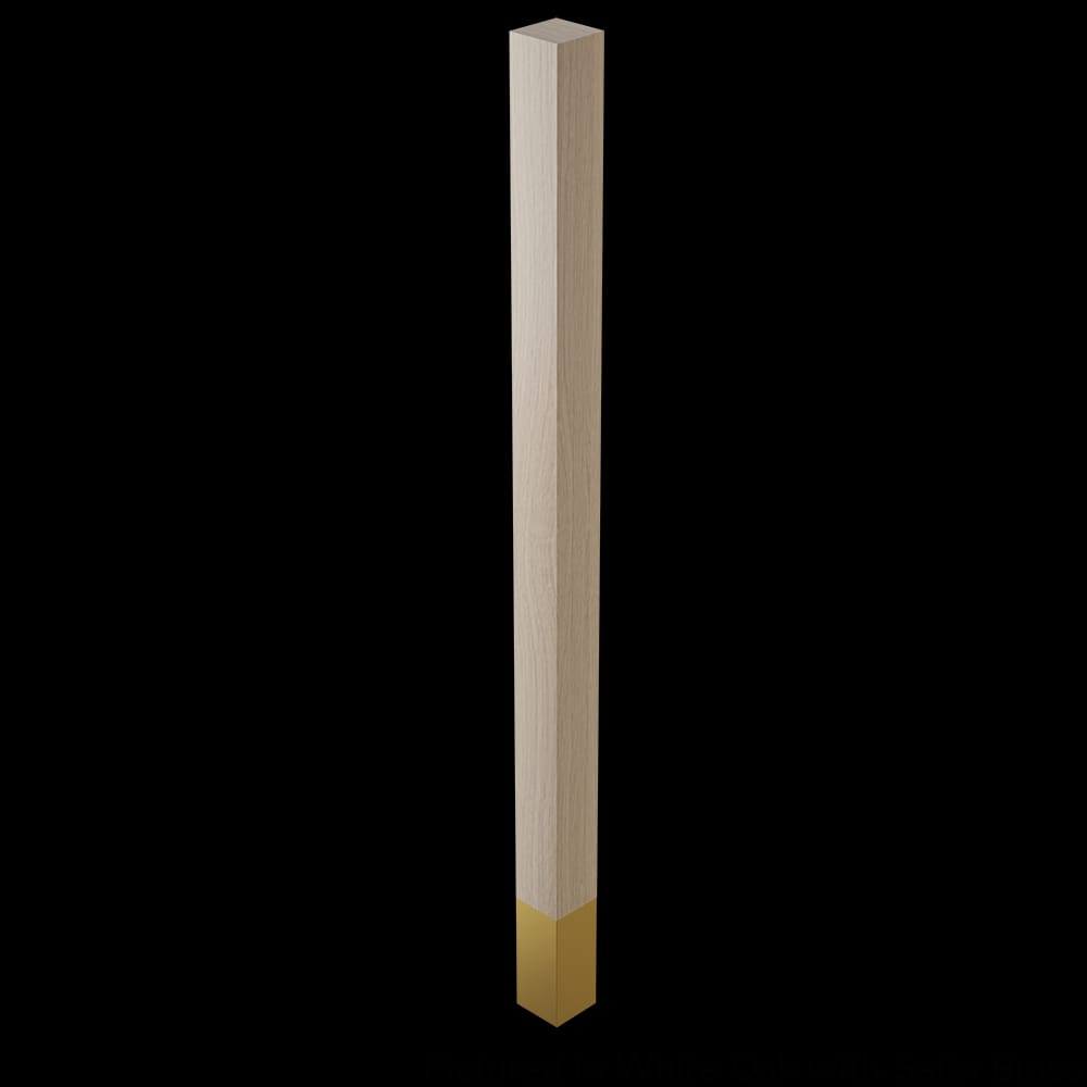01724500WKSB1 - Designs of Distinction - 2 inch x 35.25 inch Square Leg with 4.5 inch Satin Brass Sleeve - White Oak
