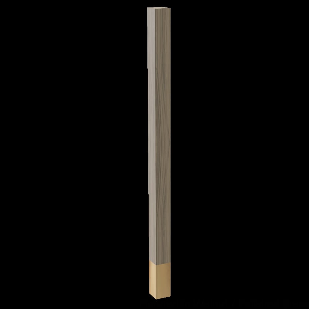 01724500WLPB1 - Designs of Distinction - 2 inch x 35.25 inch Square Leg with 4.5 inch Polished Brass Sleeve - Walnut
