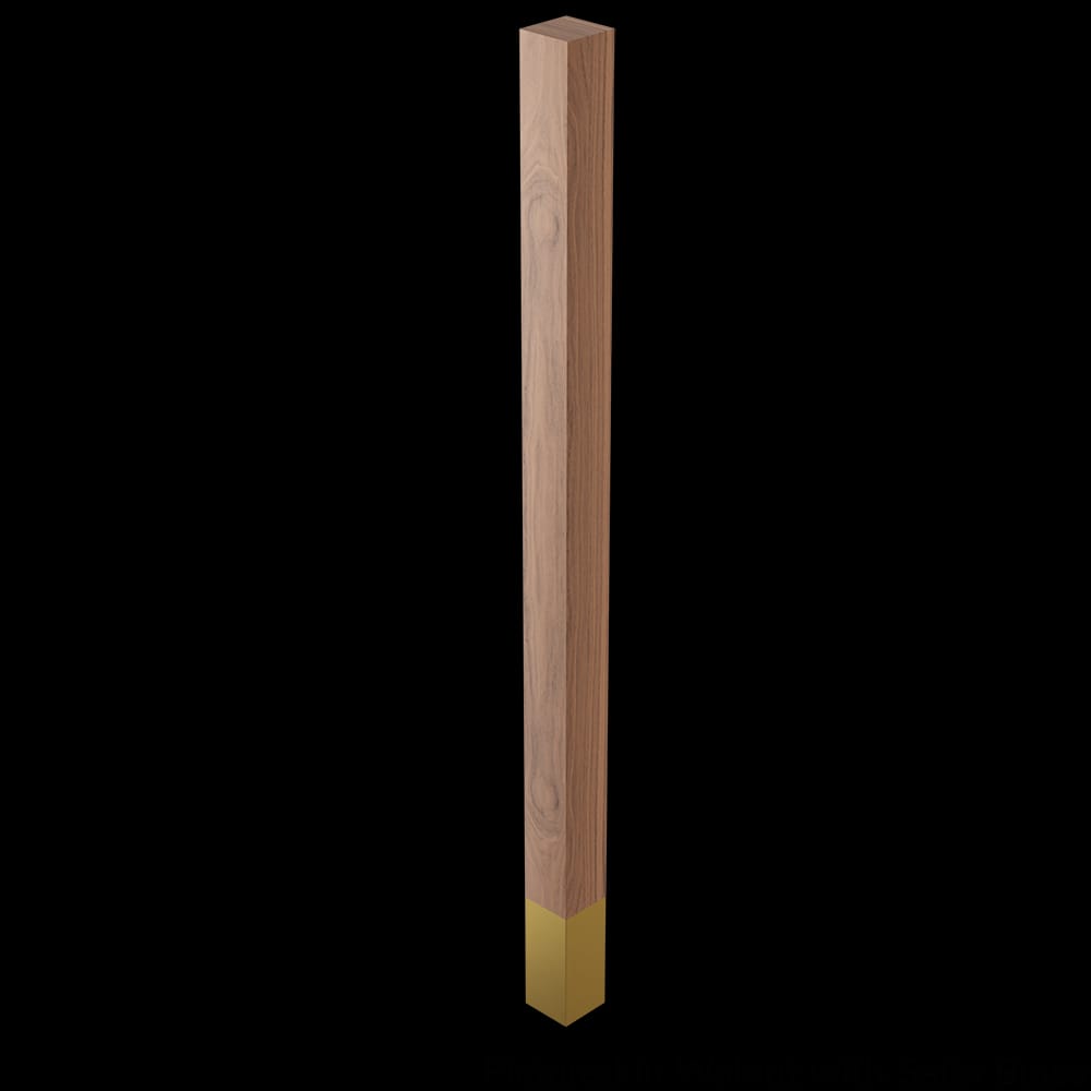 01724500WLSB1 - Designs of Distinction - 2 inch x 35.25 inch Square Leg with 4.5 inch Satin Brass Sleeve - Walnut