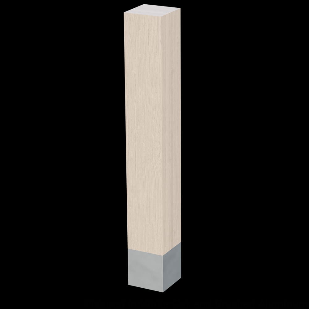 01725010WKBA1 - Designs of Distinction - 5 inch x 35.25 inch Square Leg with Brushed Aluminum Sleeve - White Oak