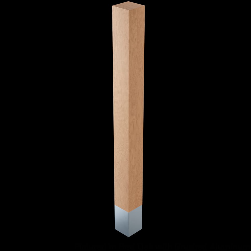 01734510AKBA1 - Designs of Distinction - 3 inch x 35.25 inch Square Leg with 4.5 inch Brushed Aluminum Sleeve - Red Oak