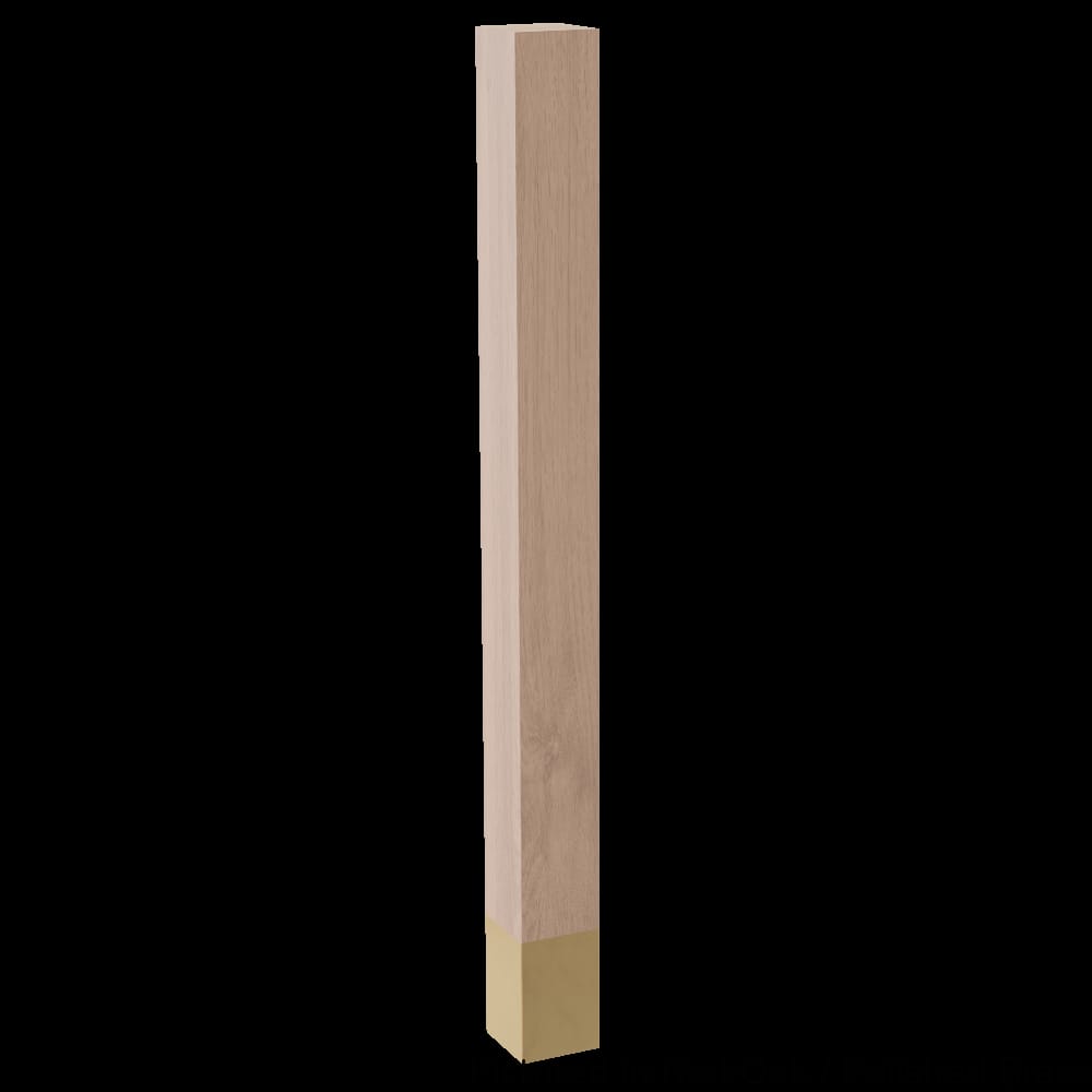01734510AKPB1 - Designs of Distinction - 3 inch x 35.25 inch Square Leg with 4.5 inch Polished Brass Sleeve - Red Oak
