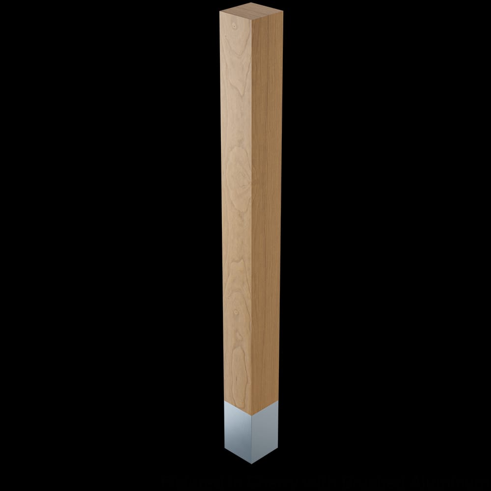 01734510CHBA1 - Designs of Distinction - 3 inch x 35.25 inch Square Leg with 4.5 inch Brushed Aluminum Sleeve - Cherry