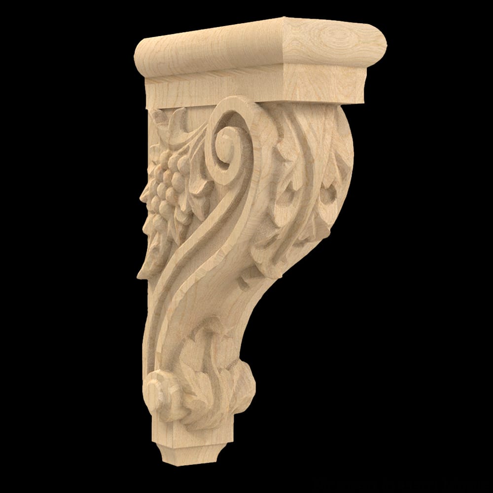 01901003HM1 - Designs of Distinction - Narrow Grape Hand Carved Corbel - Hard Maple