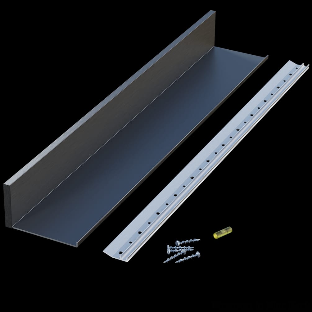 01CHSHLF0424WR1 - Designs of Distinction - 4 inch wide x 24 inch long Aluminum Slimline Channel Shelf - Flat Black