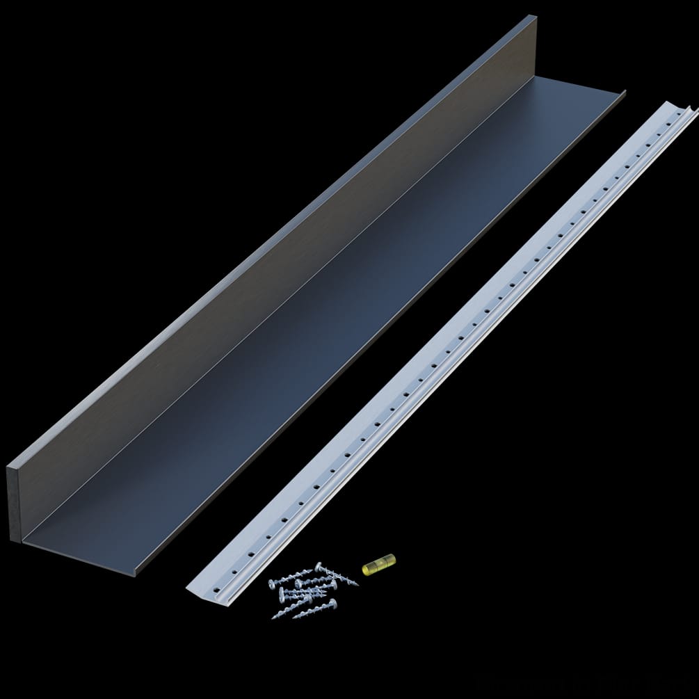 01CHSHLF0436WR1 - Designs of Distinction - 4 inch wide x 36 inch long Aluminum Slimline Channel Shelf - Flat Black