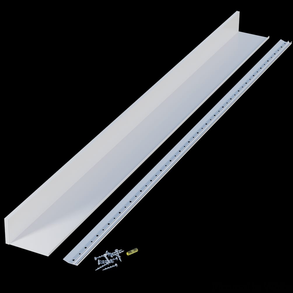01CHSHLF0448WH1 - Designs of Distinction - 4 inch wide x 48 inch long Aluminum Slimline Channel Shelf - White