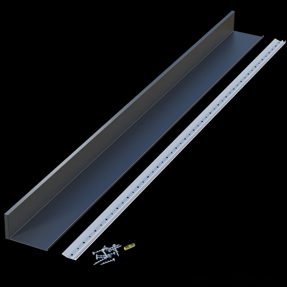 01CHSHLF0448WR1 - Designs of Distinction - 4 inch wide x 48 inch long Aluminum Slimline Channel Shelf - Flat Black