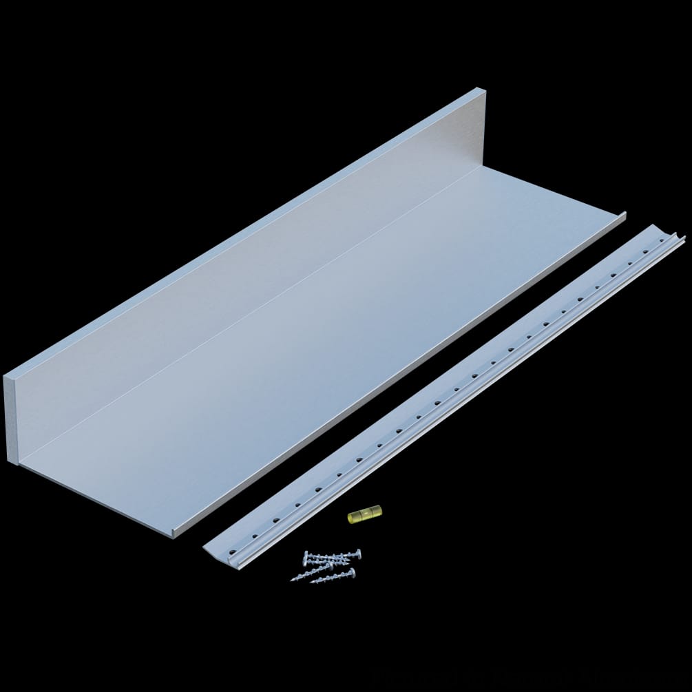 01CHSHLF0624NA1 - Designs of Distinction - 6 inch wide x 24 inch Aluminum Slimline Deep Channel Shelf - Flat Black