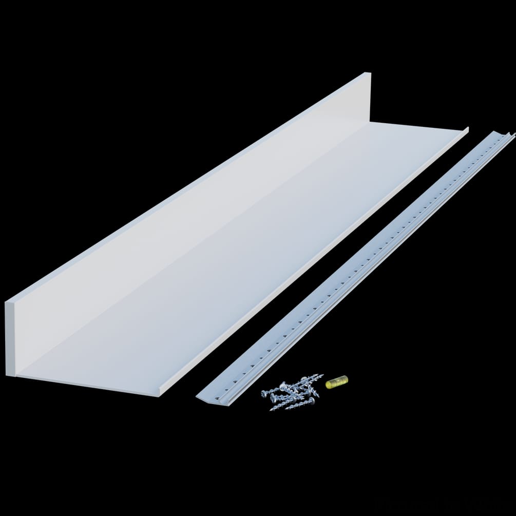 01CHSHLF0648WH1 - Designs of Distinction - 6 inch wide x 48 inch Aluminum Slimline Deep Channel Shelf - White