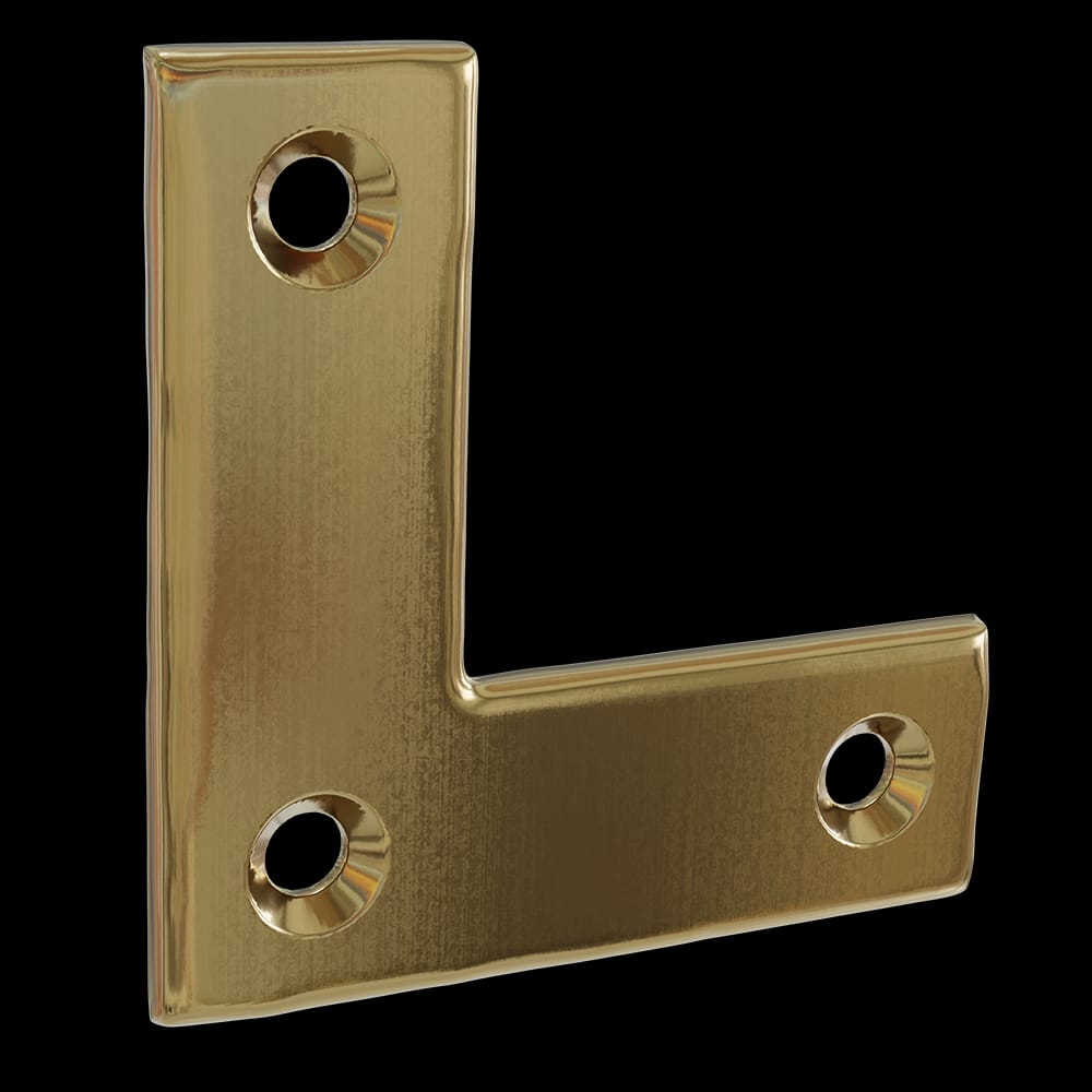 01HC1005PB1 - Designs of Distinction - .5 inch Corner Strap with Three Holes - Polished Brass