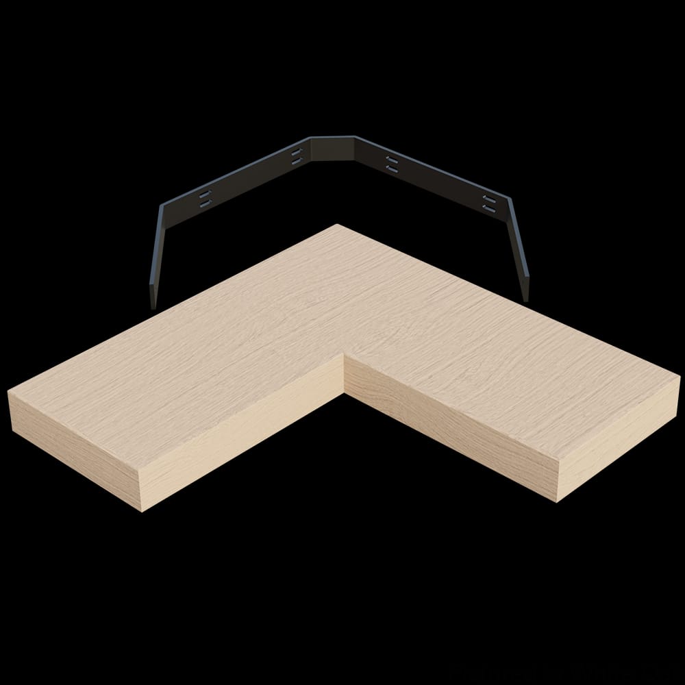 01MFL102424WK1 - Designs of Distinction - 10 inch x 24 inch x 24 inch Furniture Grade Corner Floating Shelf - White Oak