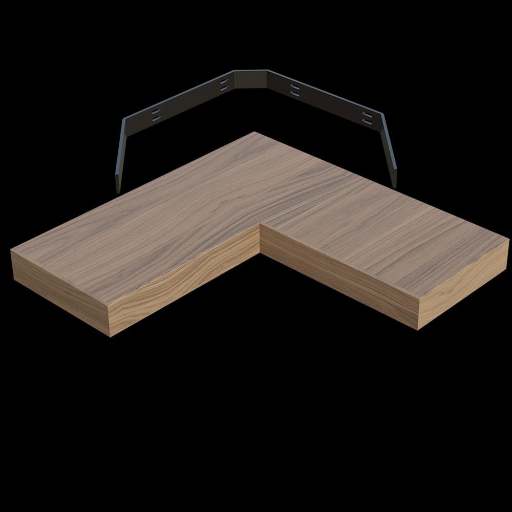 01MFL102424WL1 - Designs of Distinction - 10 inch x 24 inch x 24 inch Furniture Grade Corner Floating Shelf - Walnut