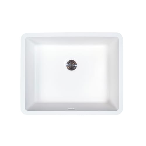 Gemstone - Vanity Bowl - Undermount - Rectangle Ramp - 18 inch x 14 inch - Overflow - Polar White