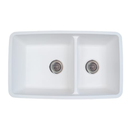 Gemstone - Kitchen Sink - Undermount - Double Bowl - 60/40 - 29 inch x 17 inch - Polar White