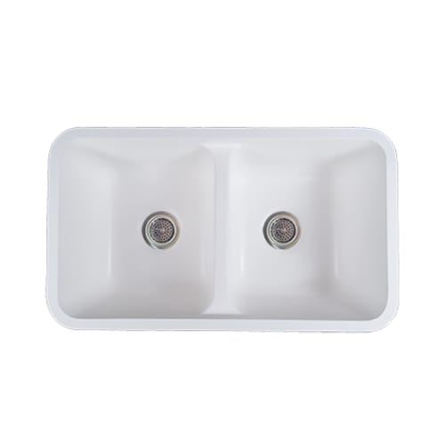 Gemstone - Kitchen Sink - Undermount - Double Bowl - Equal - 31 inch x 18 inch - Polar White